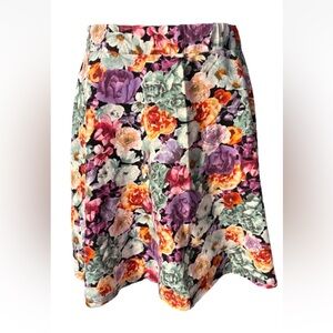 Rue 21 Floral Mini Skirt Feminine Cotton Elastic Waistband Stretch Size XL